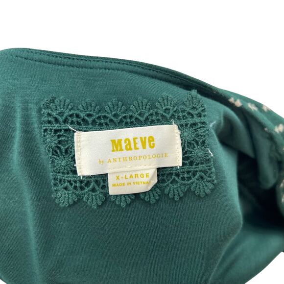 Anthropologie Maeve Malta Dress Wrap Long Sleeve Dot Print Green Size XL - Picture 11 of 13